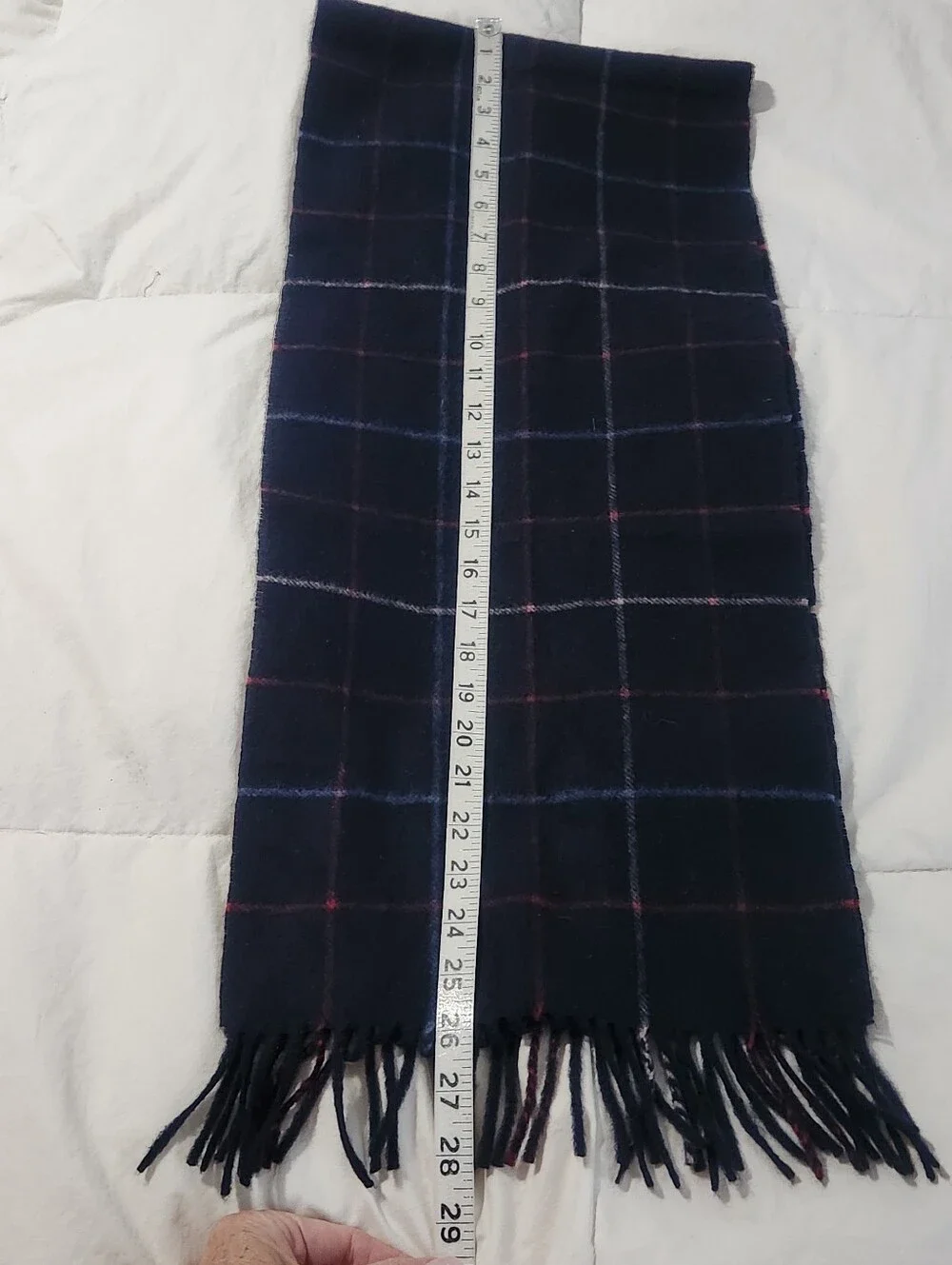 B. Altman & Co. Cashmere Scarf Unisex Navy Plaid 56